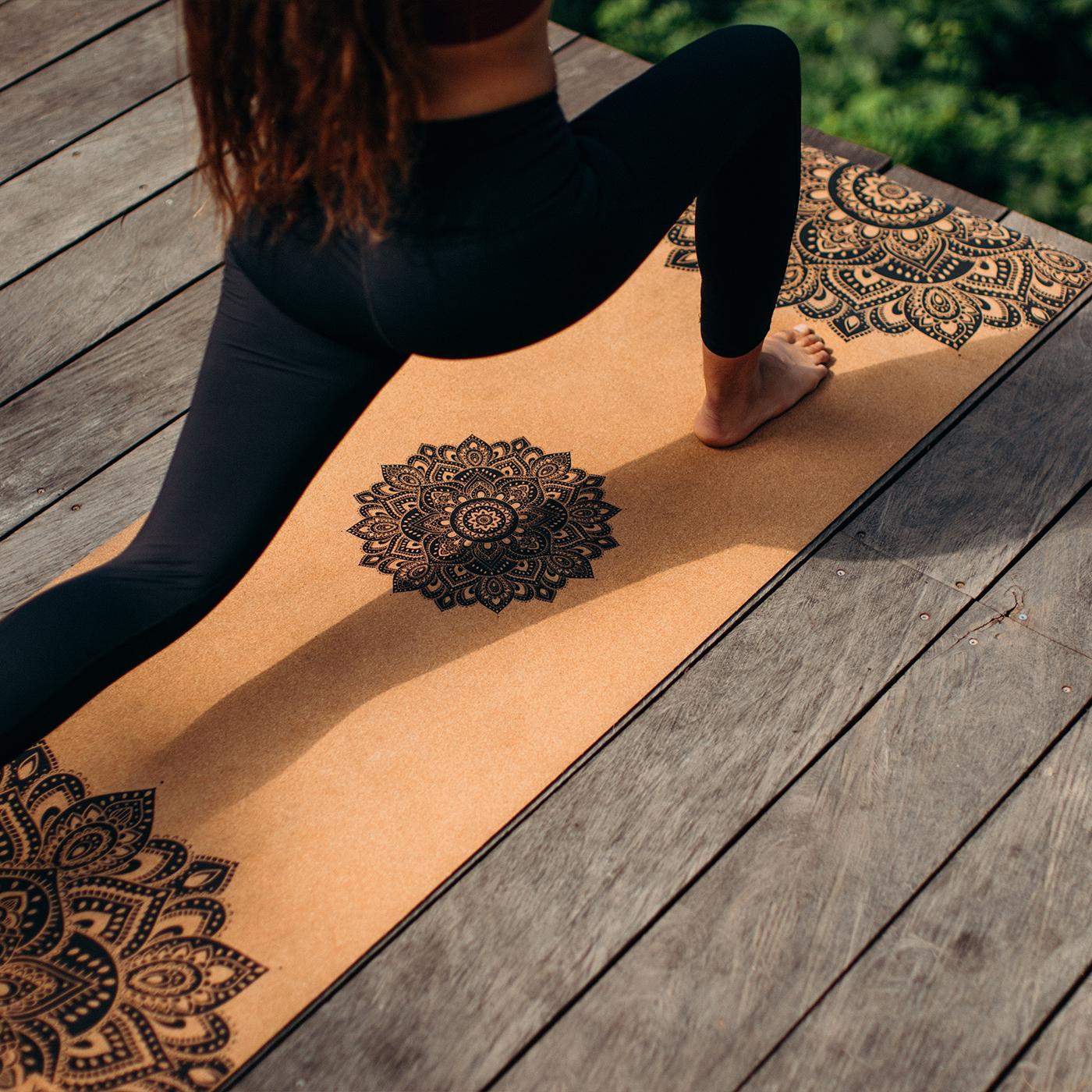 Tappetino yoga in sughero da 3,5 mm - Mandala Black - Ananda Deva