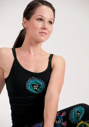 Chakra hand painted Yoga top camisole - Black